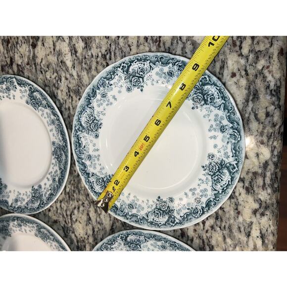 Pitcairns Limited Tunstall England Myrtle Dinner Plates 9" Set of 4 Atq Blue Whi - Picture 4 of 11